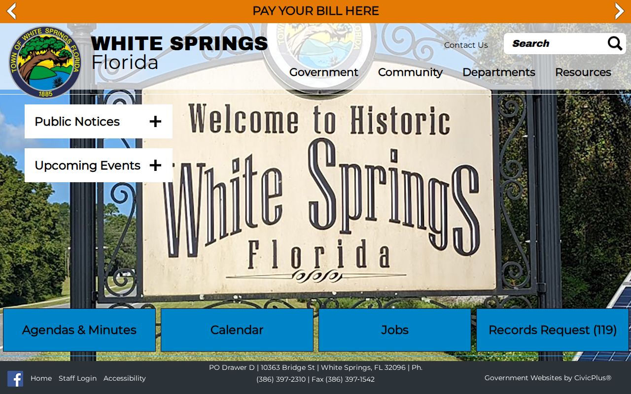 Official White Springs public safety and HCSO arrest records routing